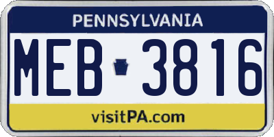 PA license plate MEB3816