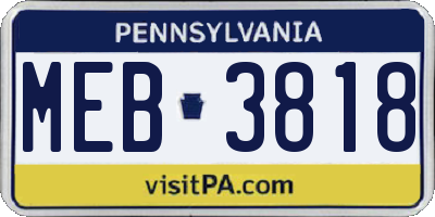 PA license plate MEB3818