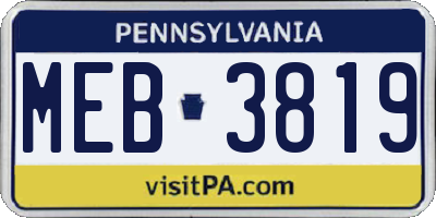 PA license plate MEB3819