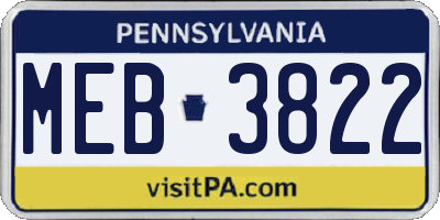 PA license plate MEB3822
