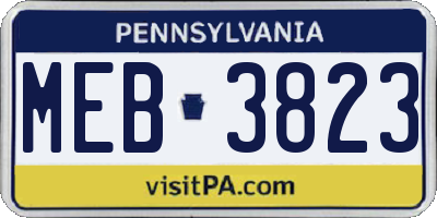 PA license plate MEB3823