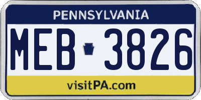 PA license plate MEB3826