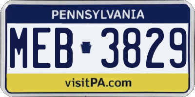 PA license plate MEB3829