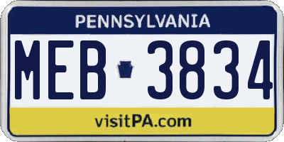 PA license plate MEB3834