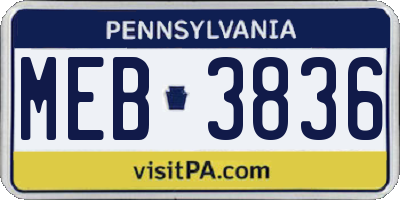 PA license plate MEB3836