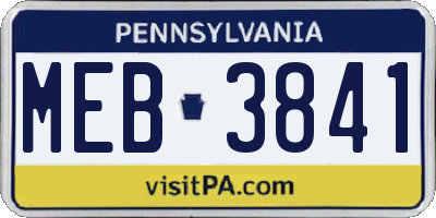 PA license plate MEB3841