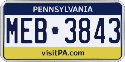 PA license plate MEB3843