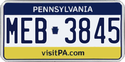 PA license plate MEB3845