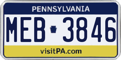 PA license plate MEB3846