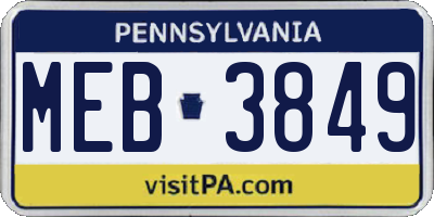PA license plate MEB3849