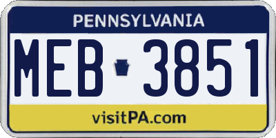 PA license plate MEB3851