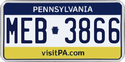 PA license plate MEB3866