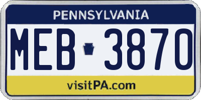 PA license plate MEB3870