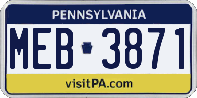 PA license plate MEB3871