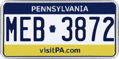 PA license plate MEB3872