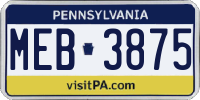 PA license plate MEB3875