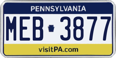 PA license plate MEB3877