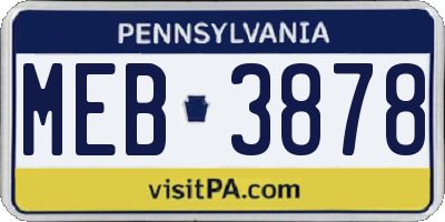 PA license plate MEB3878
