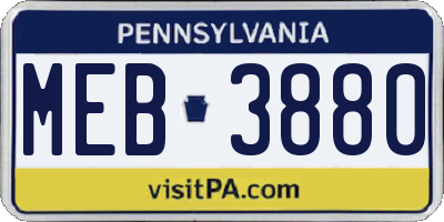 PA license plate MEB3880