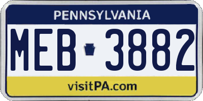 PA license plate MEB3882