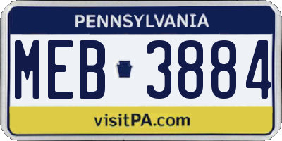 PA license plate MEB3884