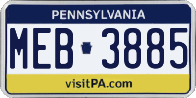 PA license plate MEB3885