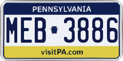 PA license plate MEB3886