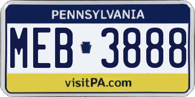 PA license plate MEB3888