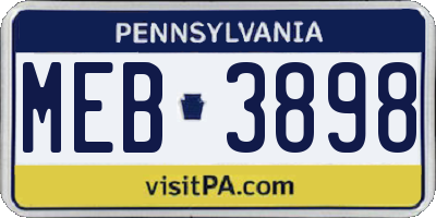 PA license plate MEB3898