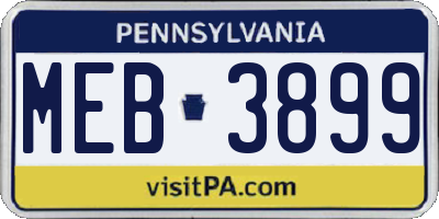 PA license plate MEB3899