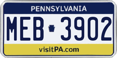 PA license plate MEB3902