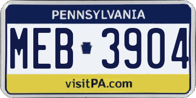 PA license plate MEB3904