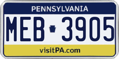 PA license plate MEB3905