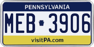 PA license plate MEB3906