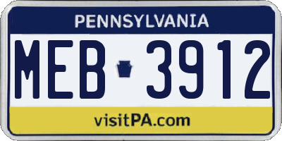 PA license plate MEB3912