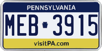 PA license plate MEB3915
