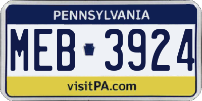 PA license plate MEB3924