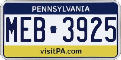PA license plate MEB3925