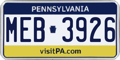 PA license plate MEB3926