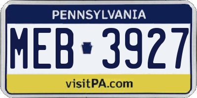 PA license plate MEB3927