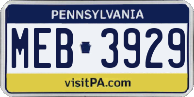 PA license plate MEB3929