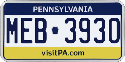 PA license plate MEB3930