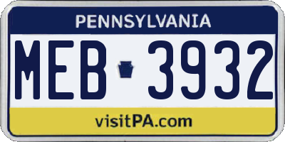 PA license plate MEB3932