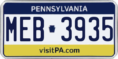 PA license plate MEB3935
