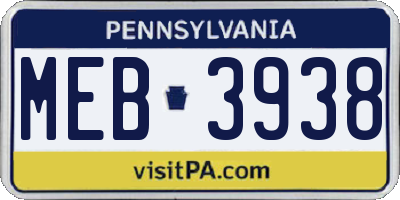 PA license plate MEB3938