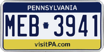 PA license plate MEB3941