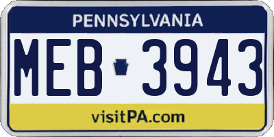 PA license plate MEB3943