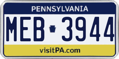 PA license plate MEB3944