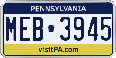 PA license plate MEB3945