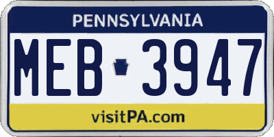 PA license plate MEB3947
